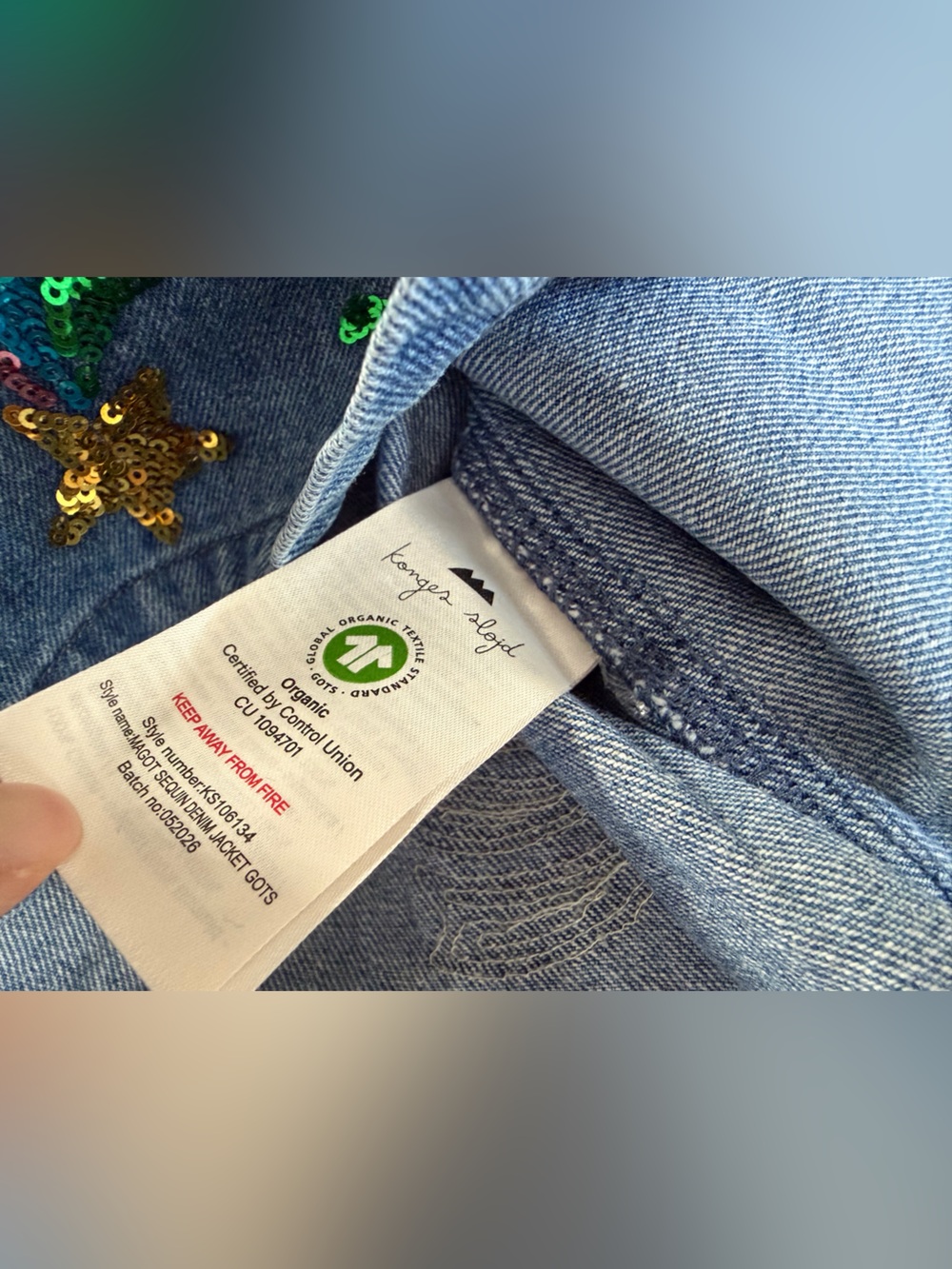🆕 Konges Slojd magot sequin denim jacket - Rainbow Star - size 2Y - Picture 6 of 6